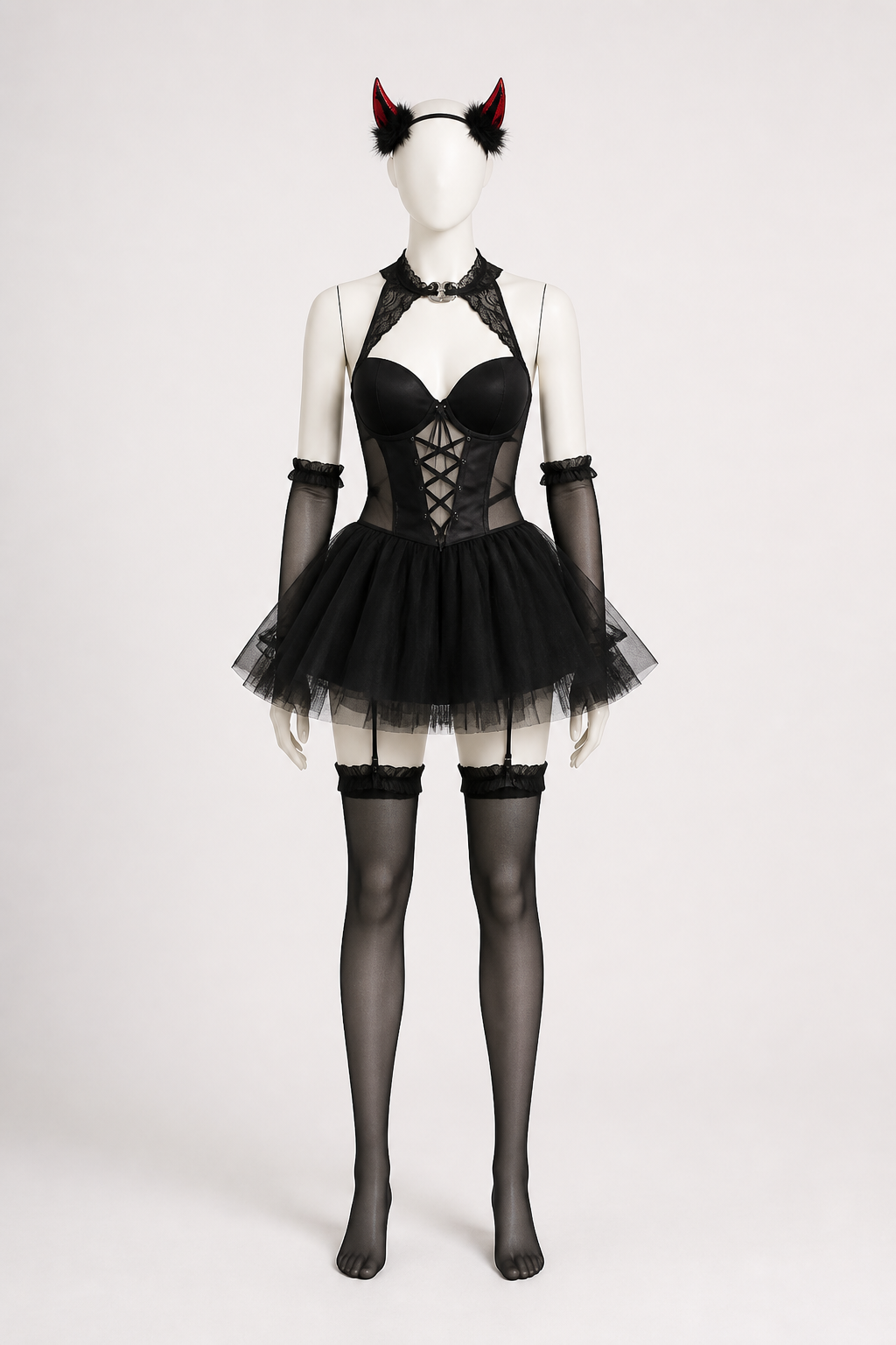 Lolita Devil Costume with Full Skirt for Halloween back view