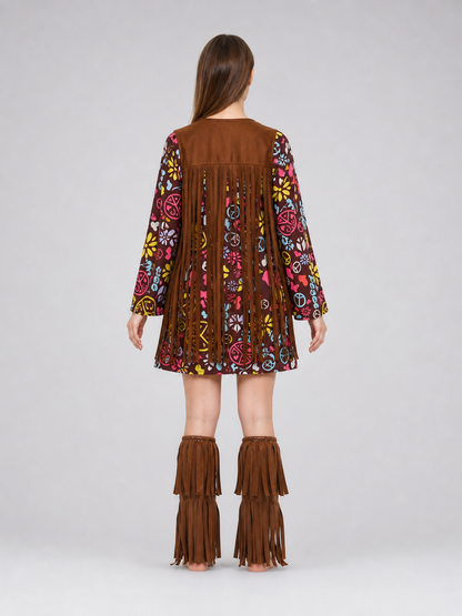 Fringed Carnival Costume with Colorful Print