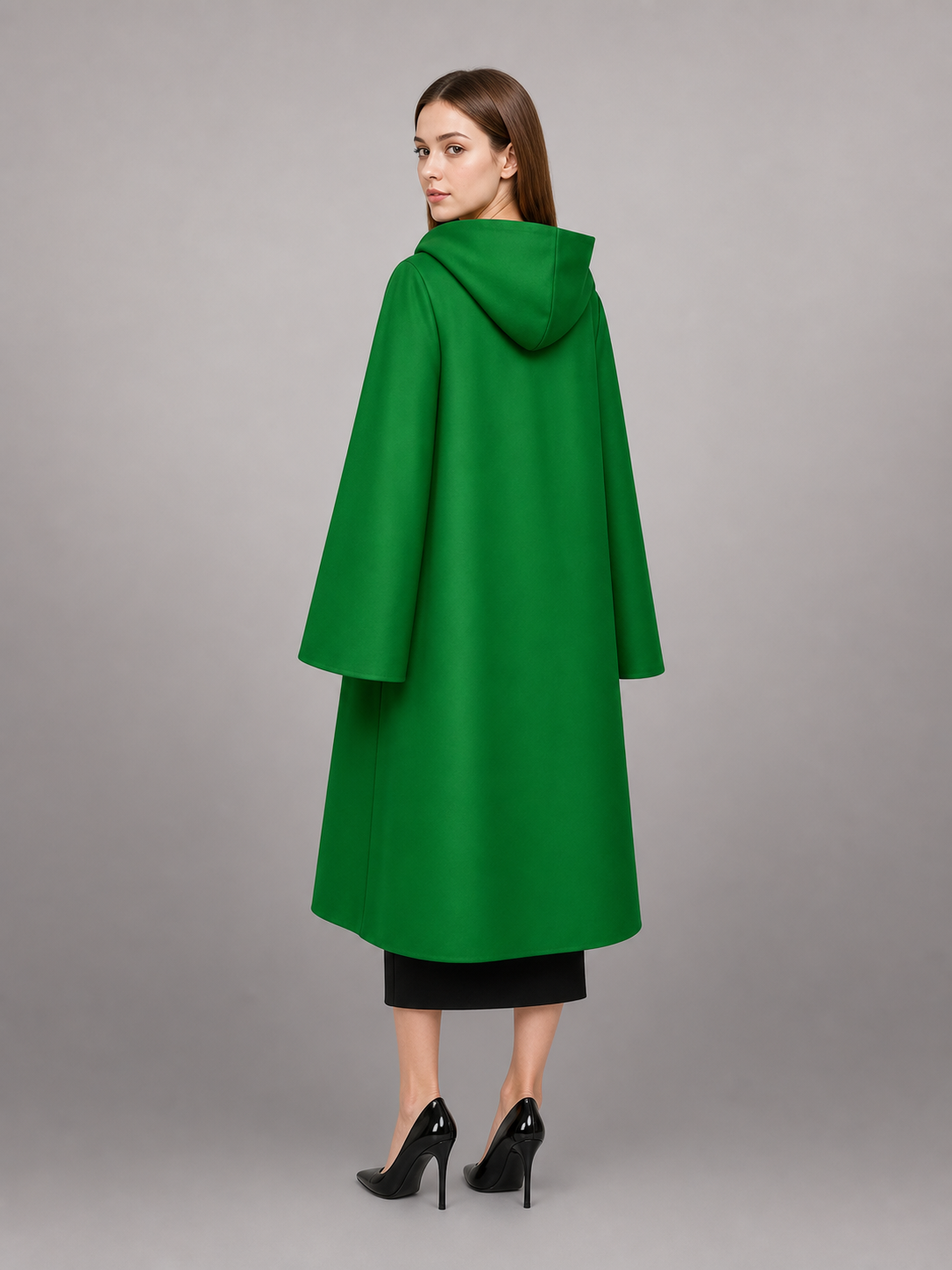 Long Green Carnival Cloak with Hood