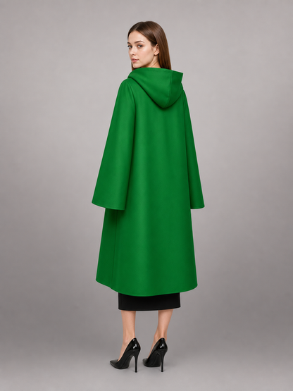 Long Green Carnival Cloak with Hood