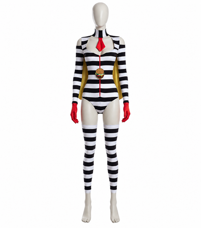 Striped Jumpsuit with Decorative Wings back view