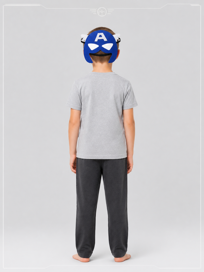 Blue Cosplay Mask with White Letter A and Wings back view