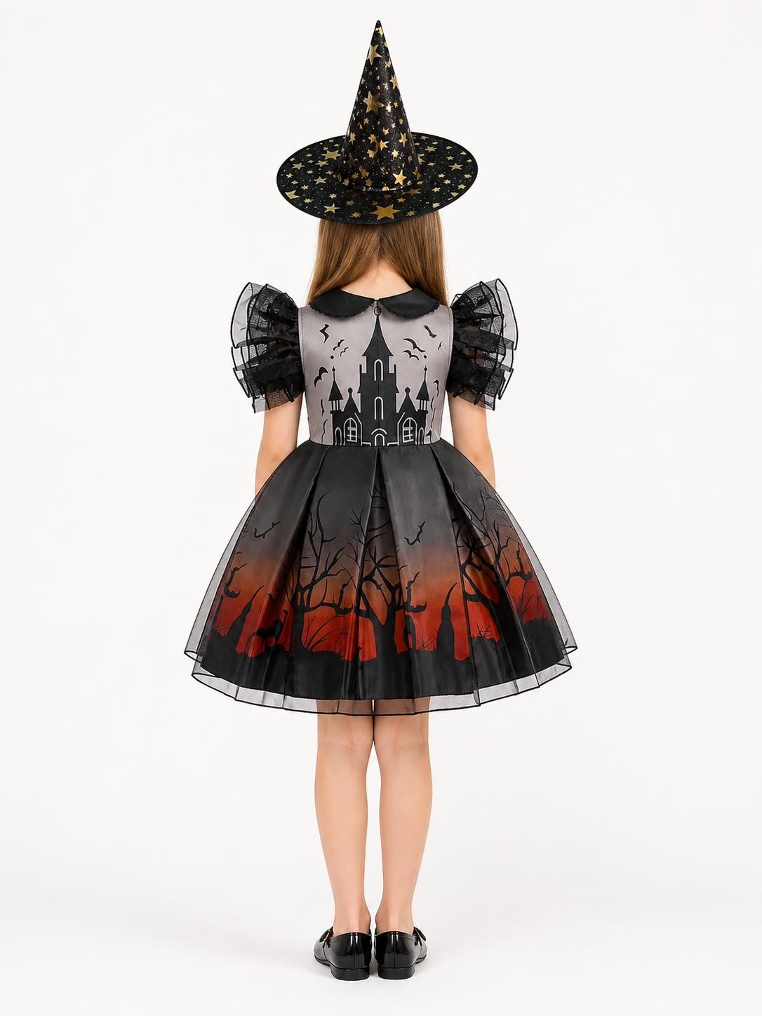 Halloween Costume Set with Dress and Hat back view