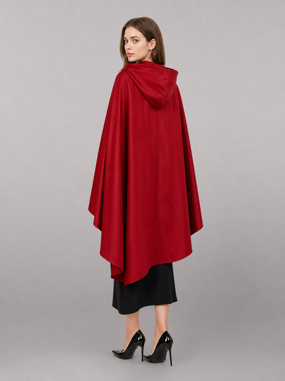 Red medieval carnival cloak with hood