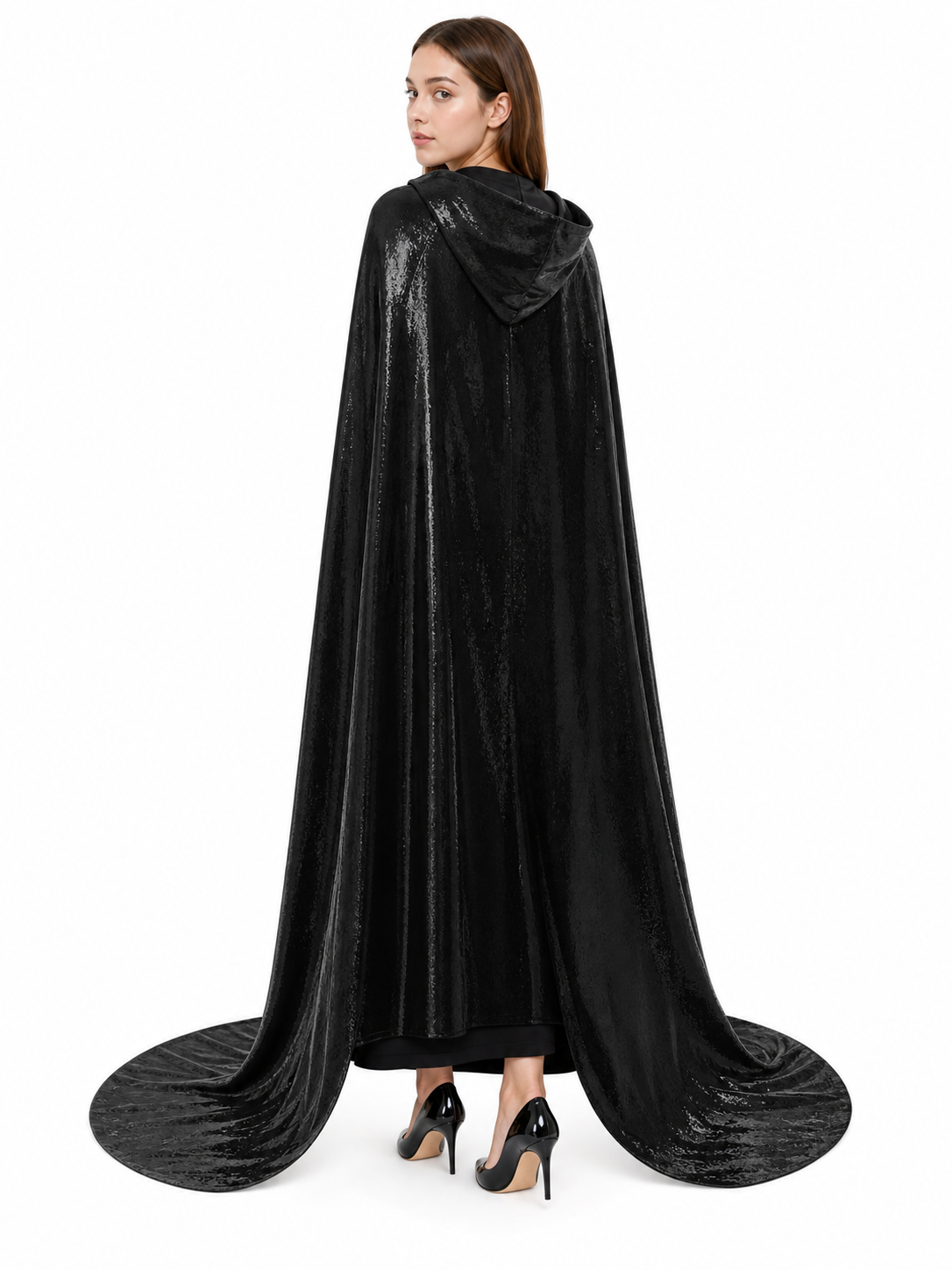 Black Gothic Hooded Carnival Cloak