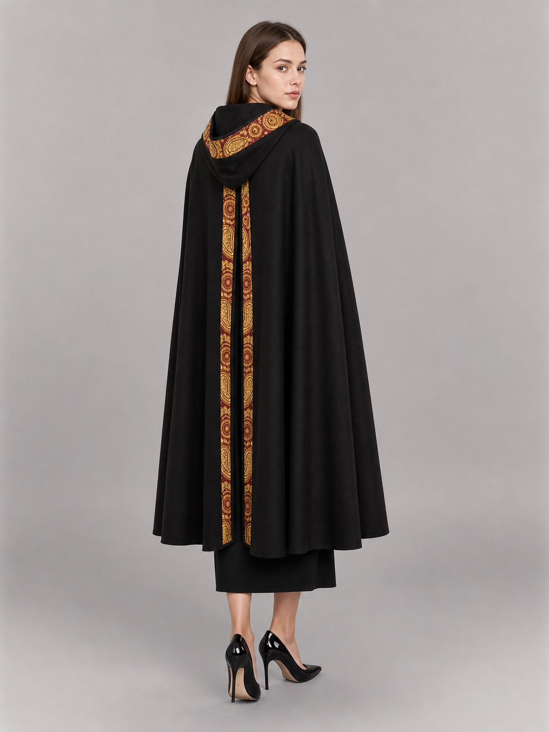 Black Medieval Hooded Costume Cape