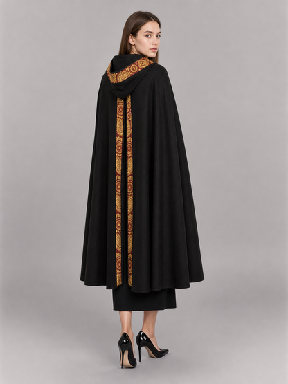 Black Medieval Hooded Costume Cape