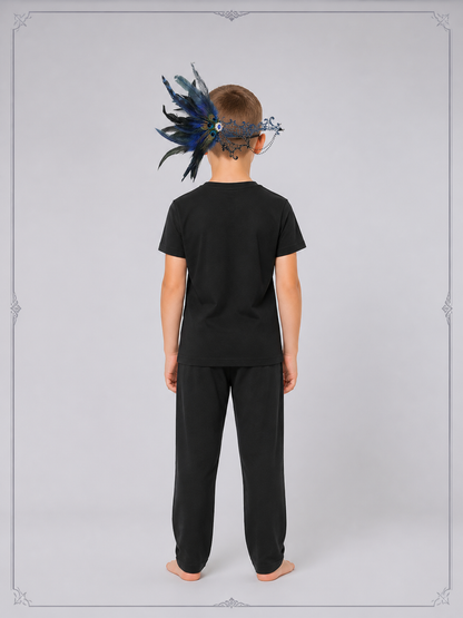 Lace Carnival Mask with Feathers for Halloween back view