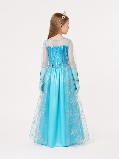 Princess Costume with Snowflakes for Halloween back view