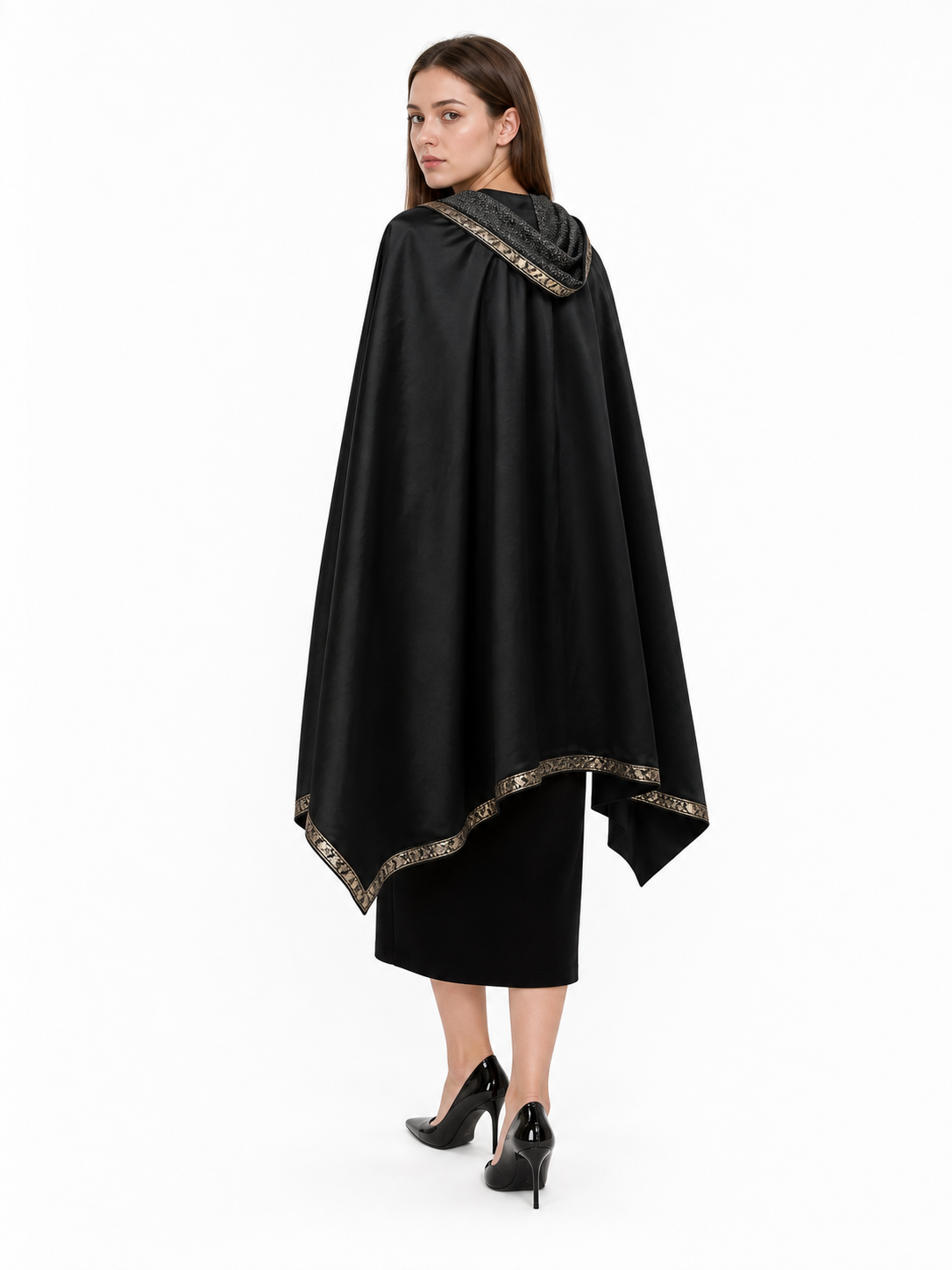 Black Medieval Hooded Carnival Cape