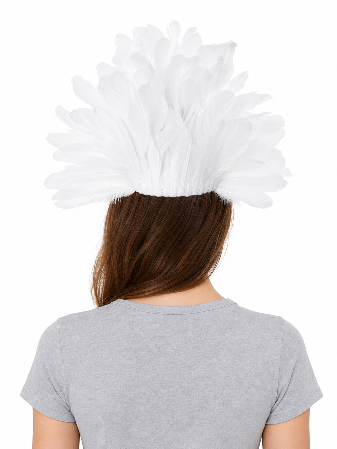 1pc White Feather Mask with Silver Lace Hollow Out, Crown Headdress for Vintage