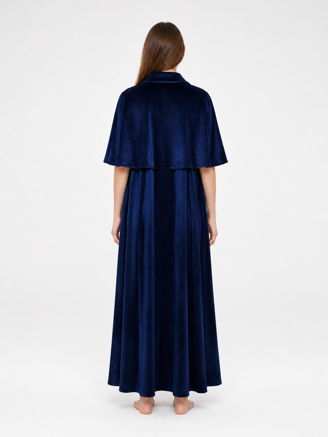 Dark Navy Cloak with Capelet for Halloween back view