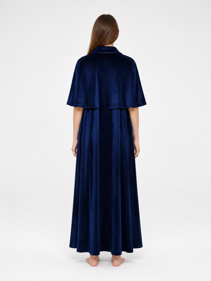 Dark Navy Cloak with Capelet for Halloween back view
