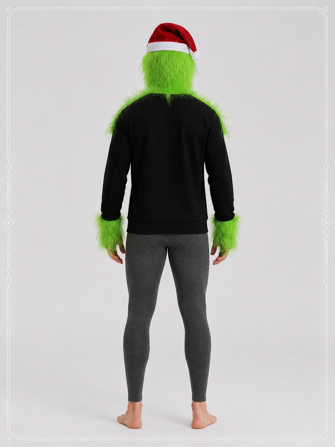 Green Carnival Mask for Cosplay with Hat back view