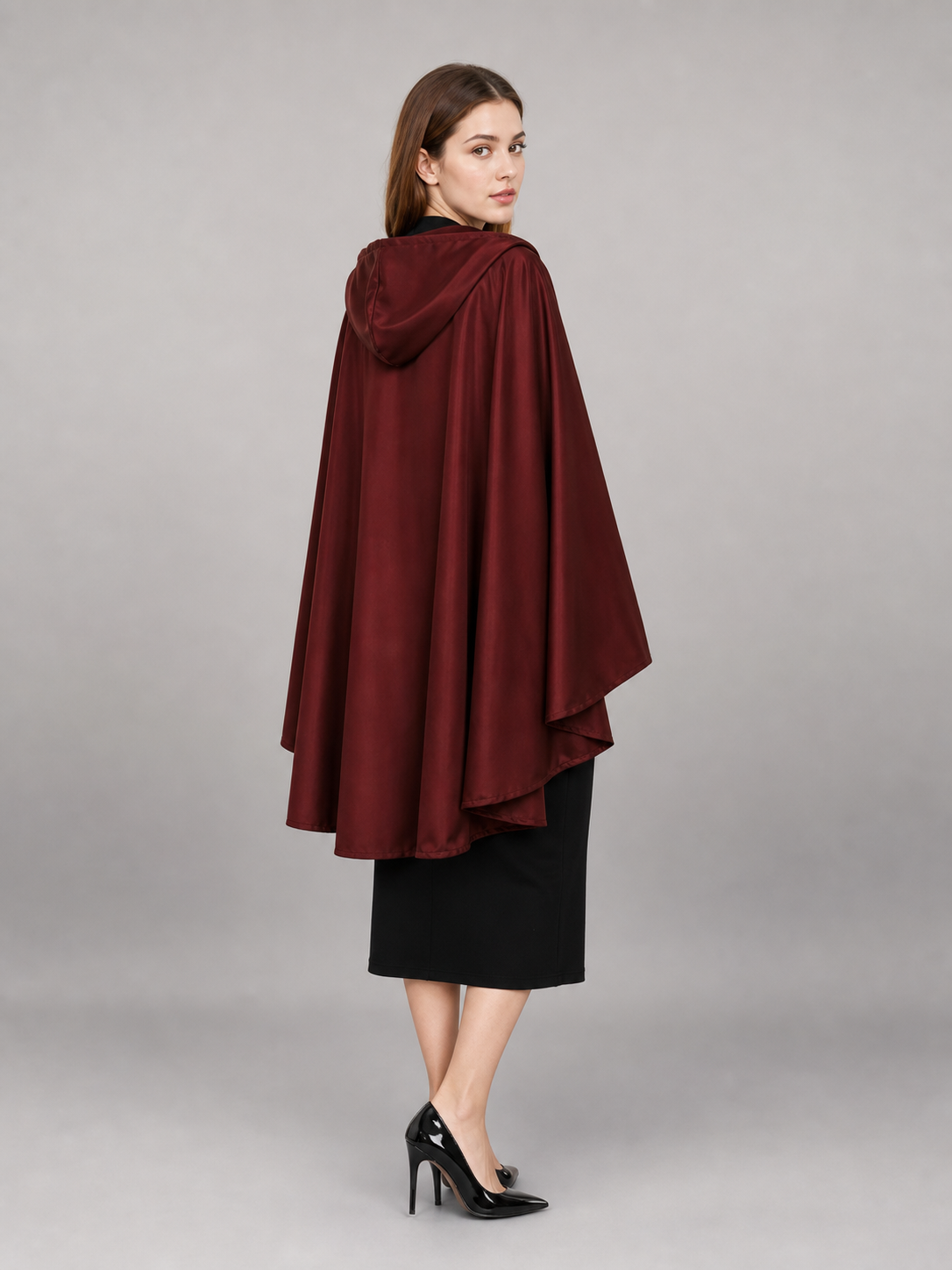 Burgundy Hooded Costume Cloak for Cosplay