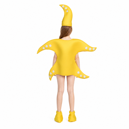 Yellow Starfish Costume with White Dots back view