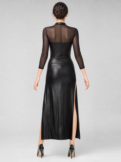 Witch Costume: Black Dress with Slit and Sleeves