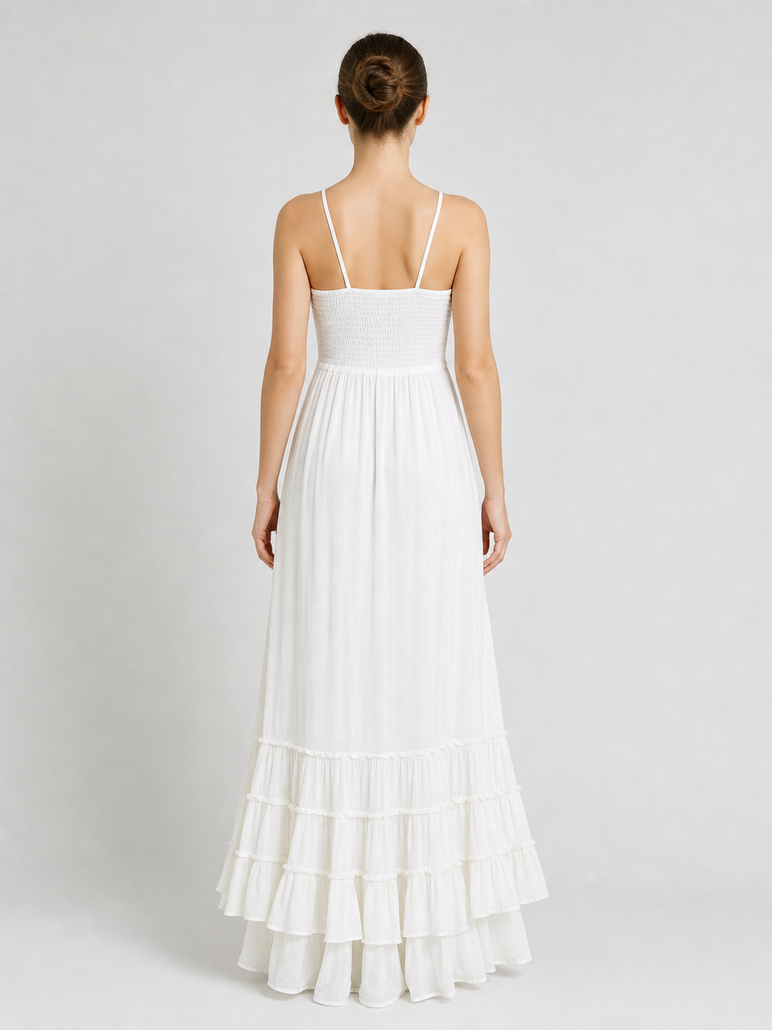 White Boho Maxi Dress with Open Back