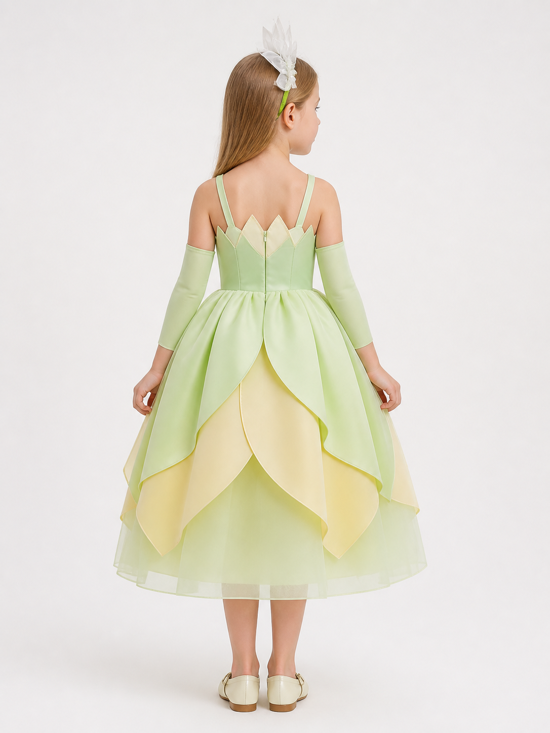 Light Green and Cream Halloween Carnival Costume back view