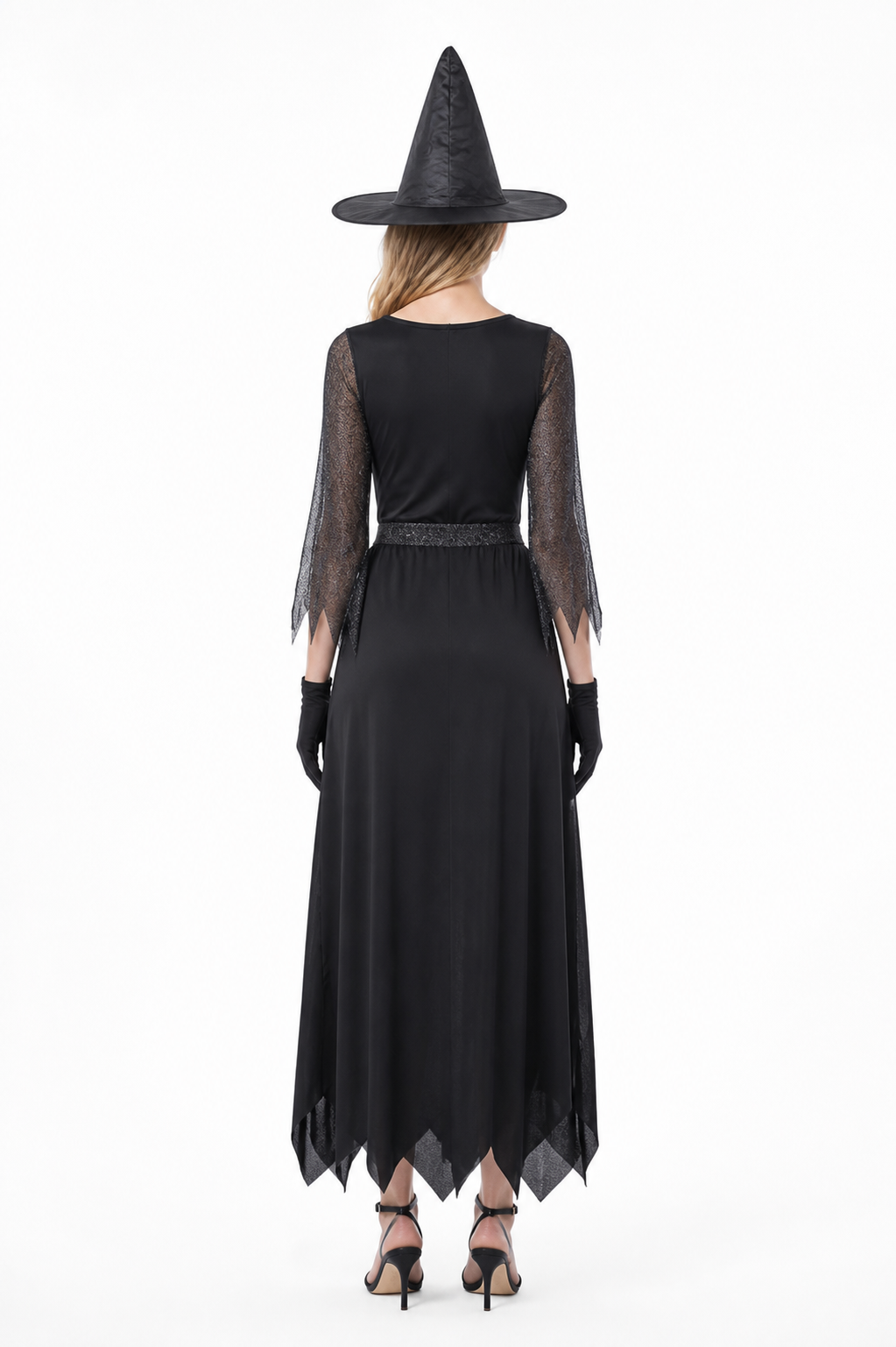 Cosplay Costume with Dress, Hat, Belt, and Gloves back view