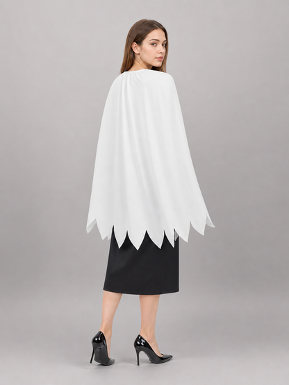 Women's White Cavewoman Costume Dress: One-Shoulder Asymmetric Neckline back view 6