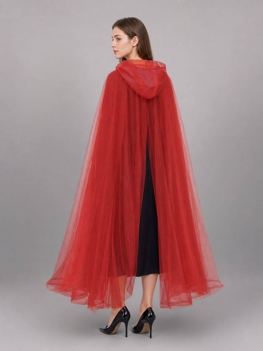 Red Carnival Cape with Hood, One Size