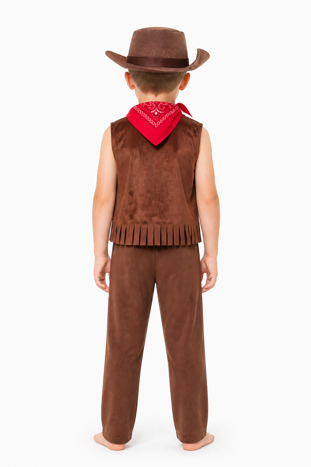 Cowboy Costume with Vest, Hat, and Bandana for Halloween back view