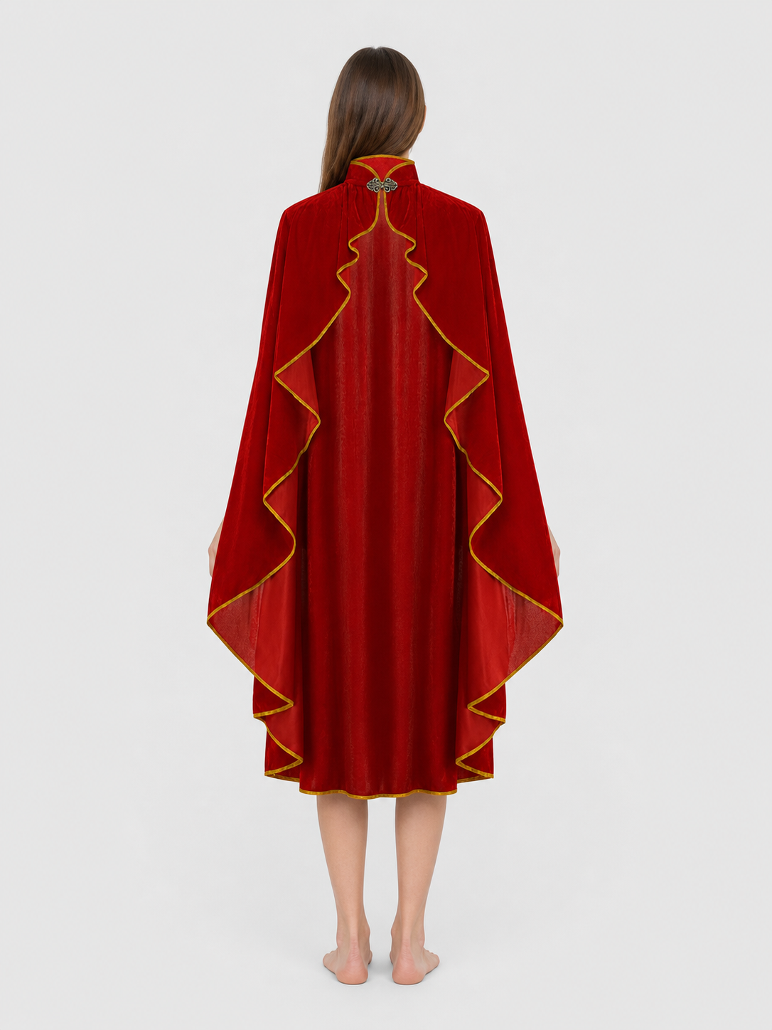 Cape Cloak with a High Collar and Gold Trim