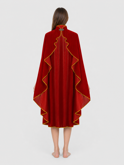 Cape Cloak with a High Collar and Gold Trim