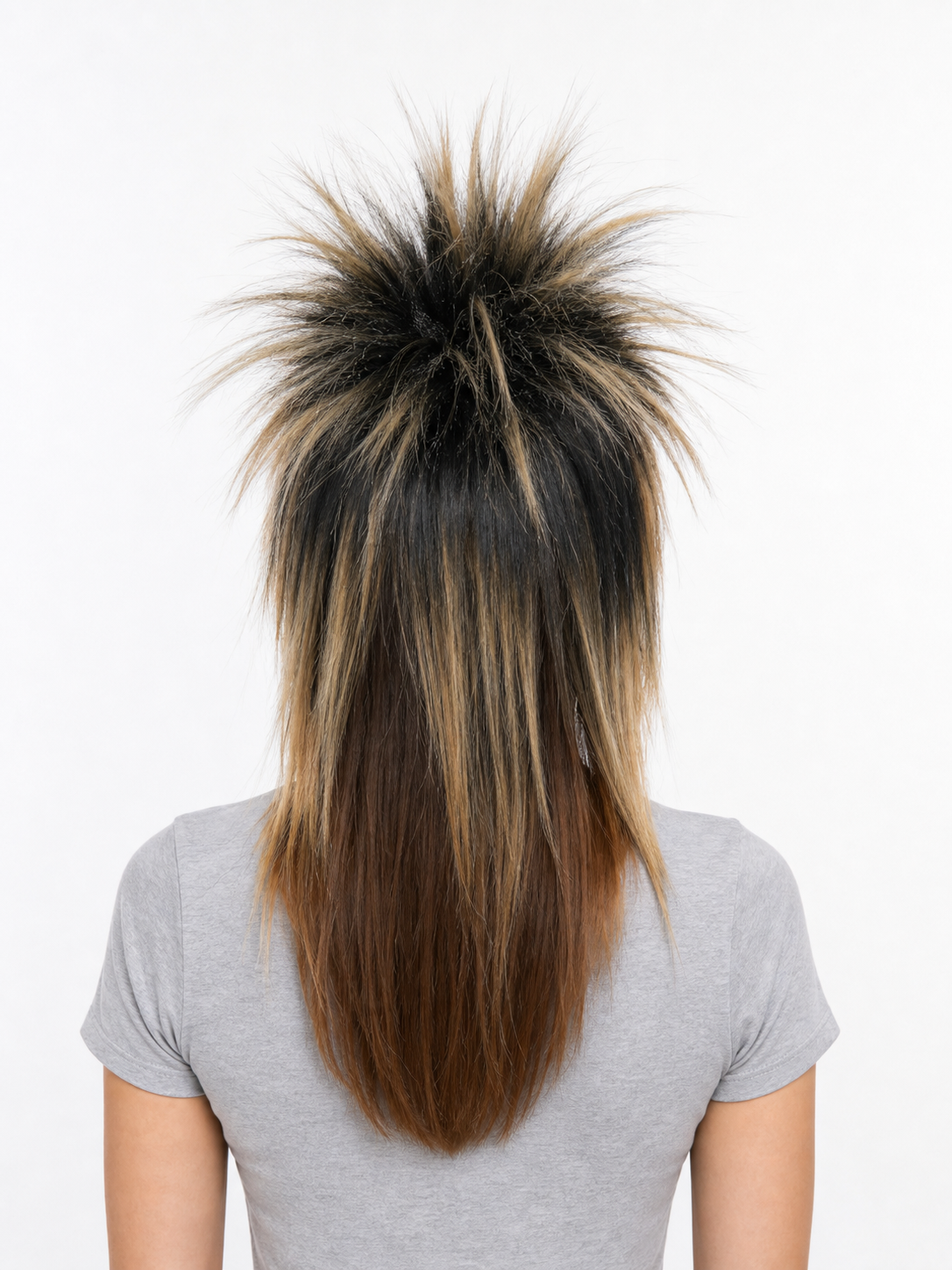 Black and blonde spiked mohawk wig product view 34