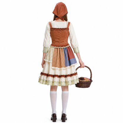 Historical Stage Costume with Apron and Ruffles back view