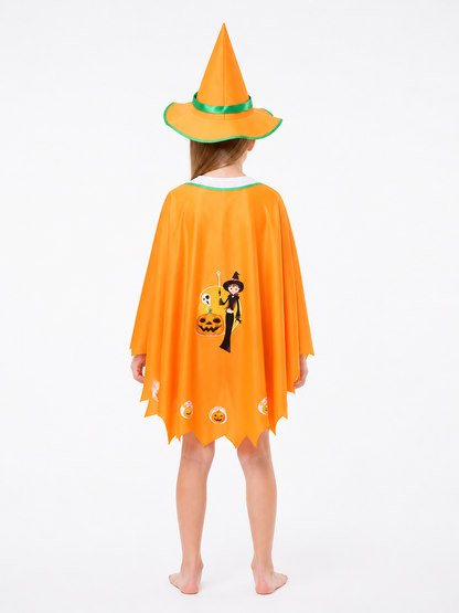 Carnival Costume with Cape and Pointed Hat back view