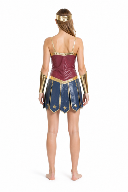 Wonder Woman Costume with Crown for Halloween back view