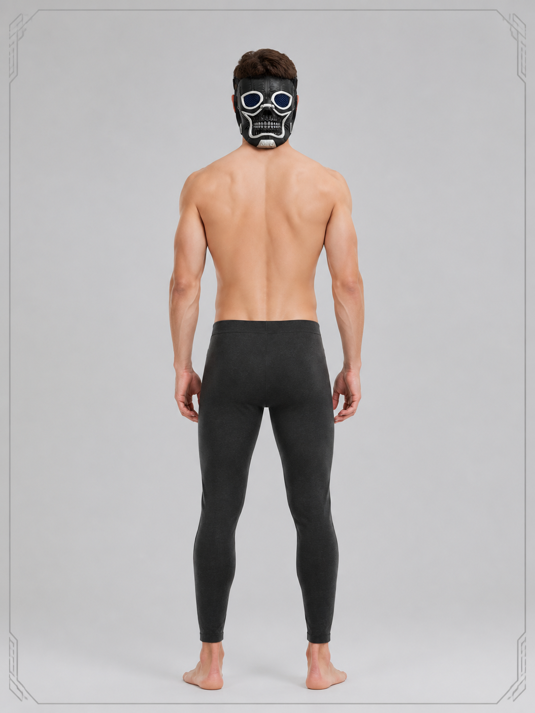 Halloween Skull Mask, Blue, Silver, Black back view