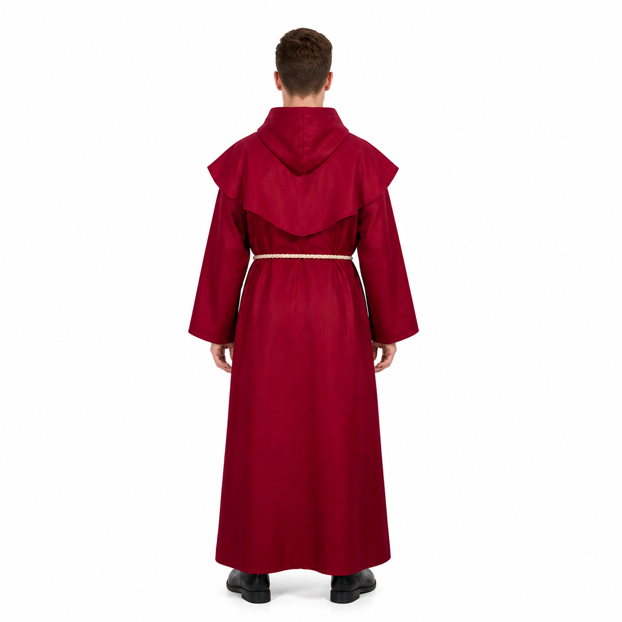 Red Monk's Robe with Hood and Cross back view