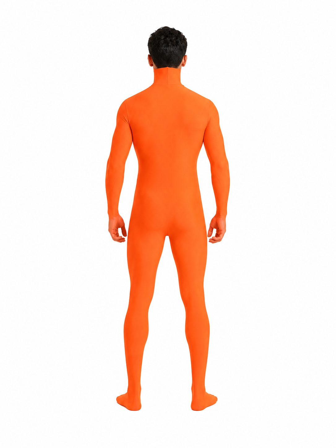 Full-Body Tight Fluorescent Orange Zentai Suit