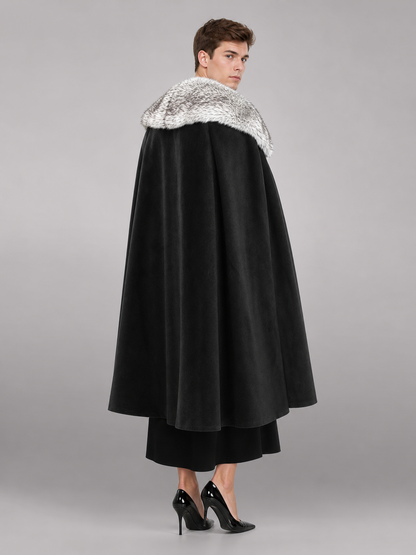 Black Medieval Costume Cape with Collar