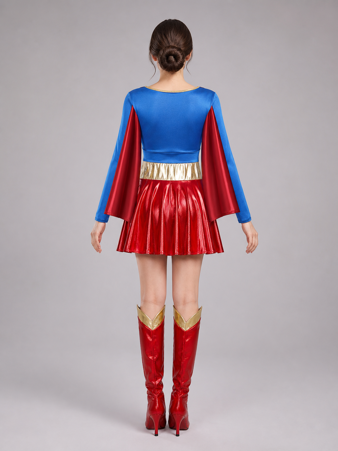 Superhero Costume: Dress with Boot Covers for Cosplay back view