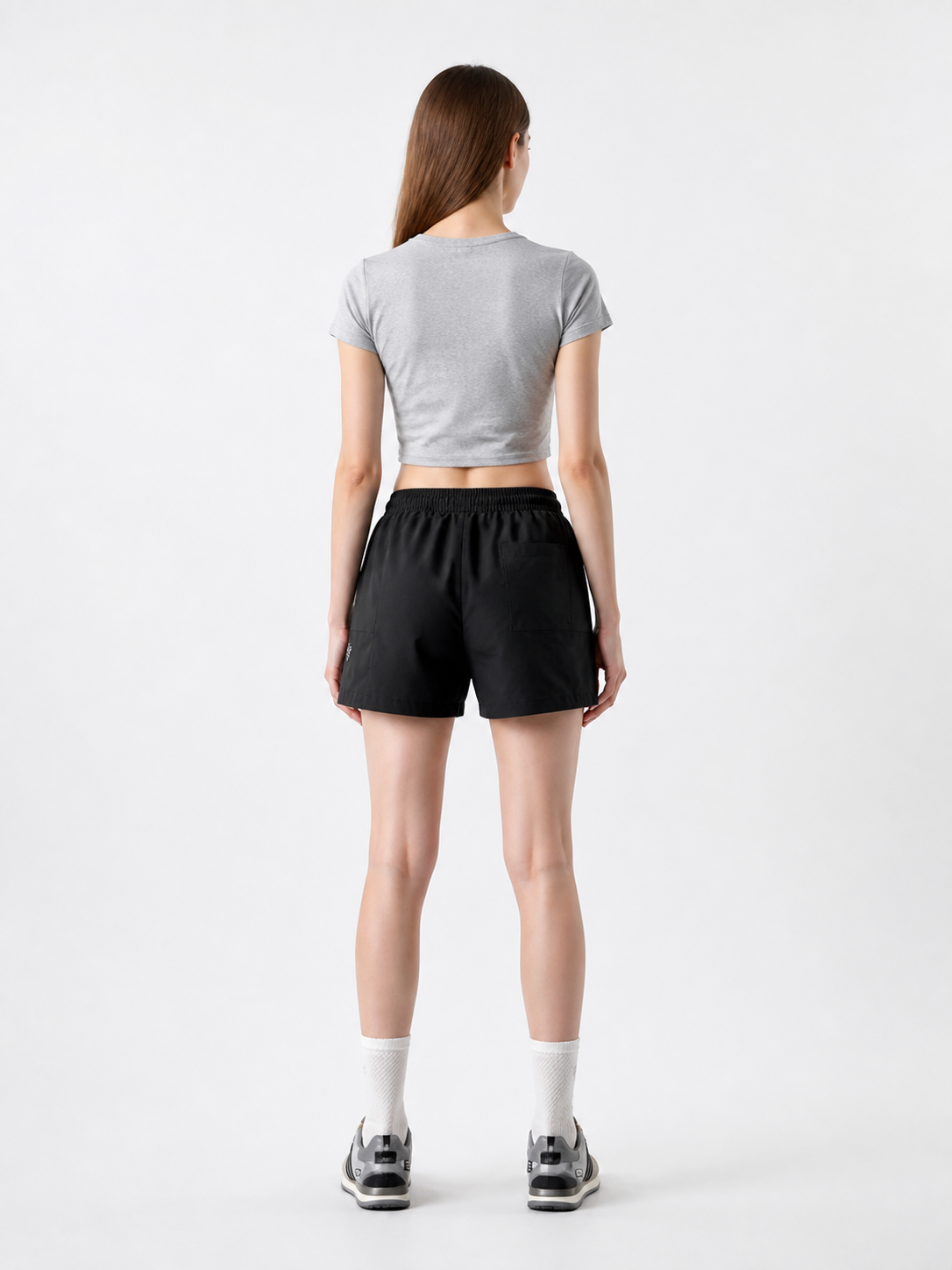 Relaxed-Fit Drawstring Shorts with an Elastic Waist back view