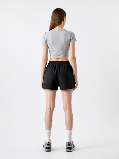 Relaxed-Fit Drawstring Shorts with an Elastic Waist back view