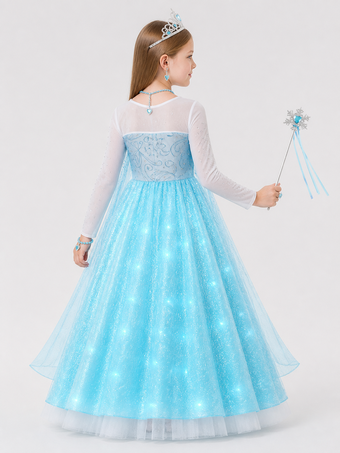 Glowing Snow Princess Halloween Carnival Costume back view