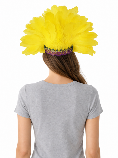 Carnival headpiece with yellow feathers