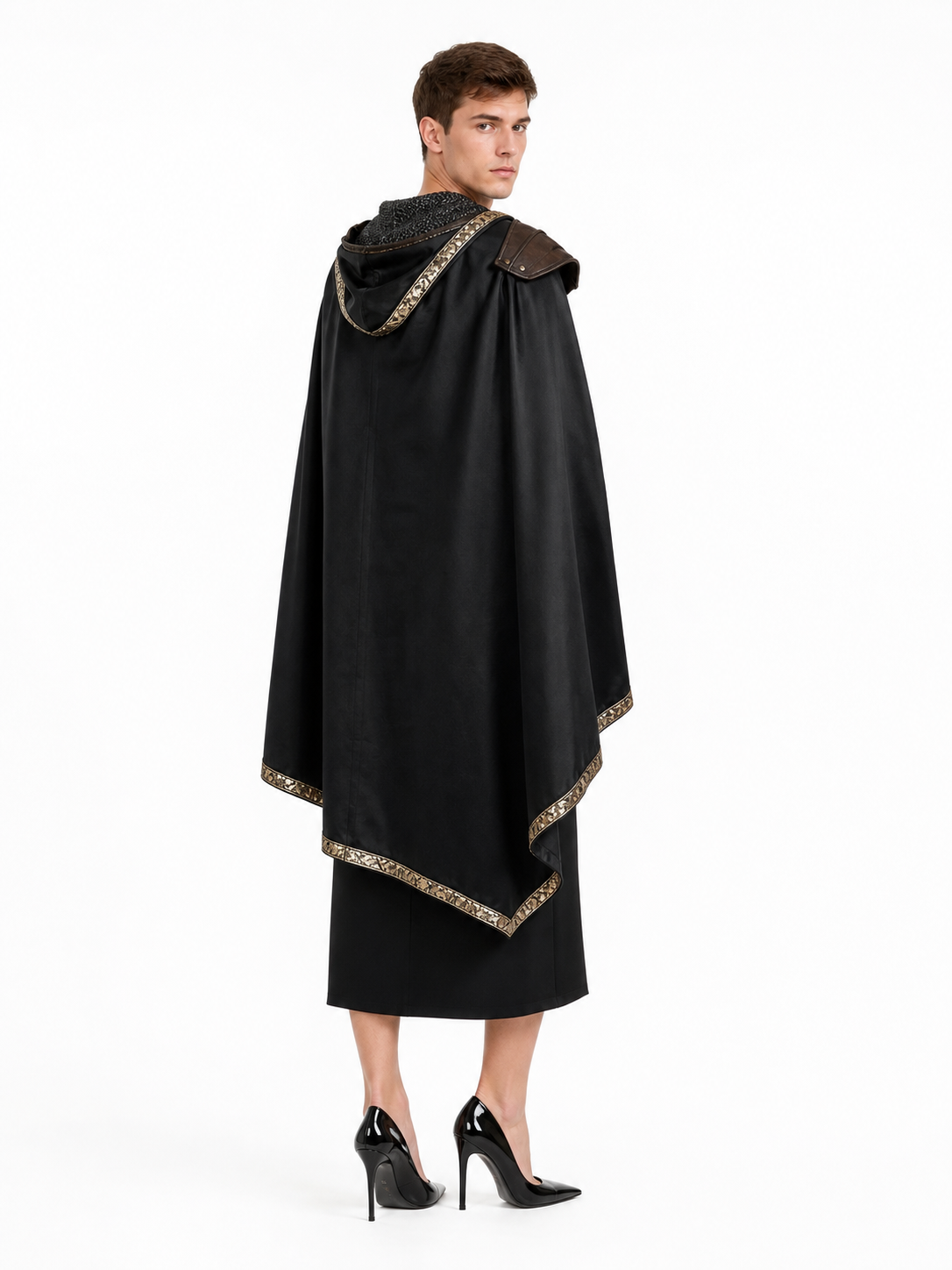 Black Medieval Hooded Carnival Cape