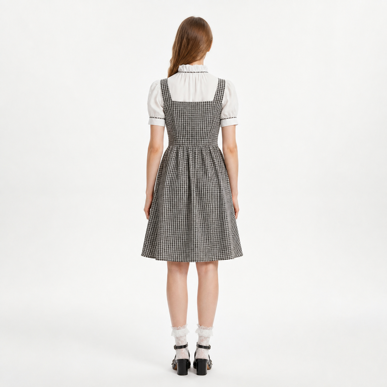 Plaid Dress with Bow for Halloween Cosplay back view