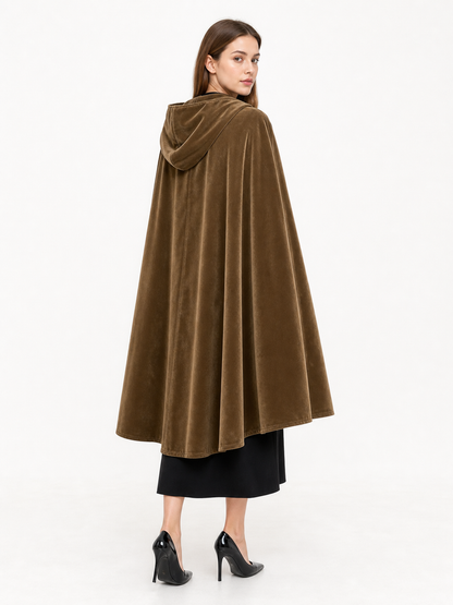 Brown hooded medieval costume cloak