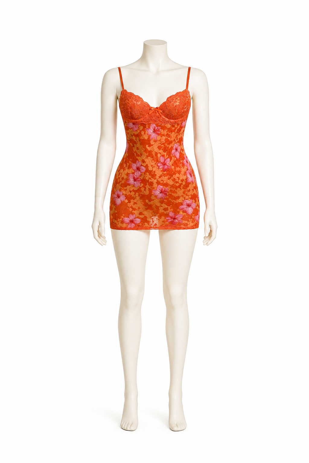 Thin-Strap Top with Cups and Floral Print back view