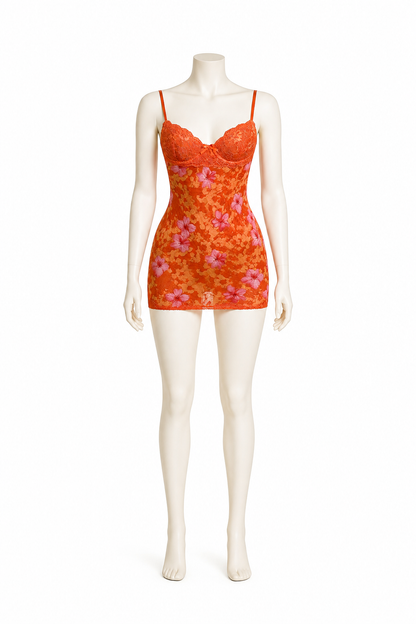 Thin-Strap Top with Cups and Floral Print back view
