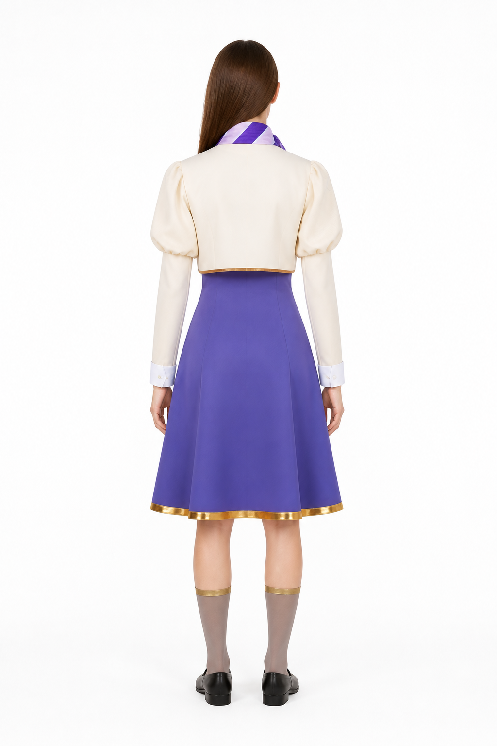 Cosplay Set with Dress, Jacket, and Striped Scarf