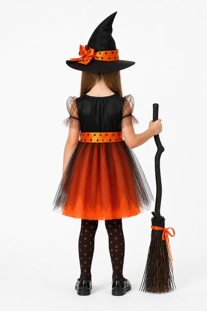 Witch Costume, Tutu Dress with Bow and Mesh back view