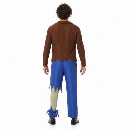 Zombie costume with mask, jacket, and pants, sizes S-XL back view